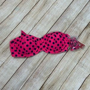 NWT Arizona Pink Polka Dot Bikini Top